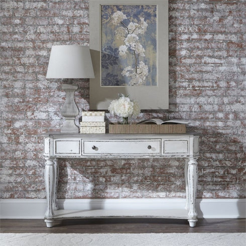 Pemberly Row Traditional Wood Sofa Table in White